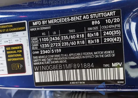 2021 Mercedes-Benz Glc 300 4Matic Suv z USA, uszkodzony, nr VIN W1N0G8EB1MF891884